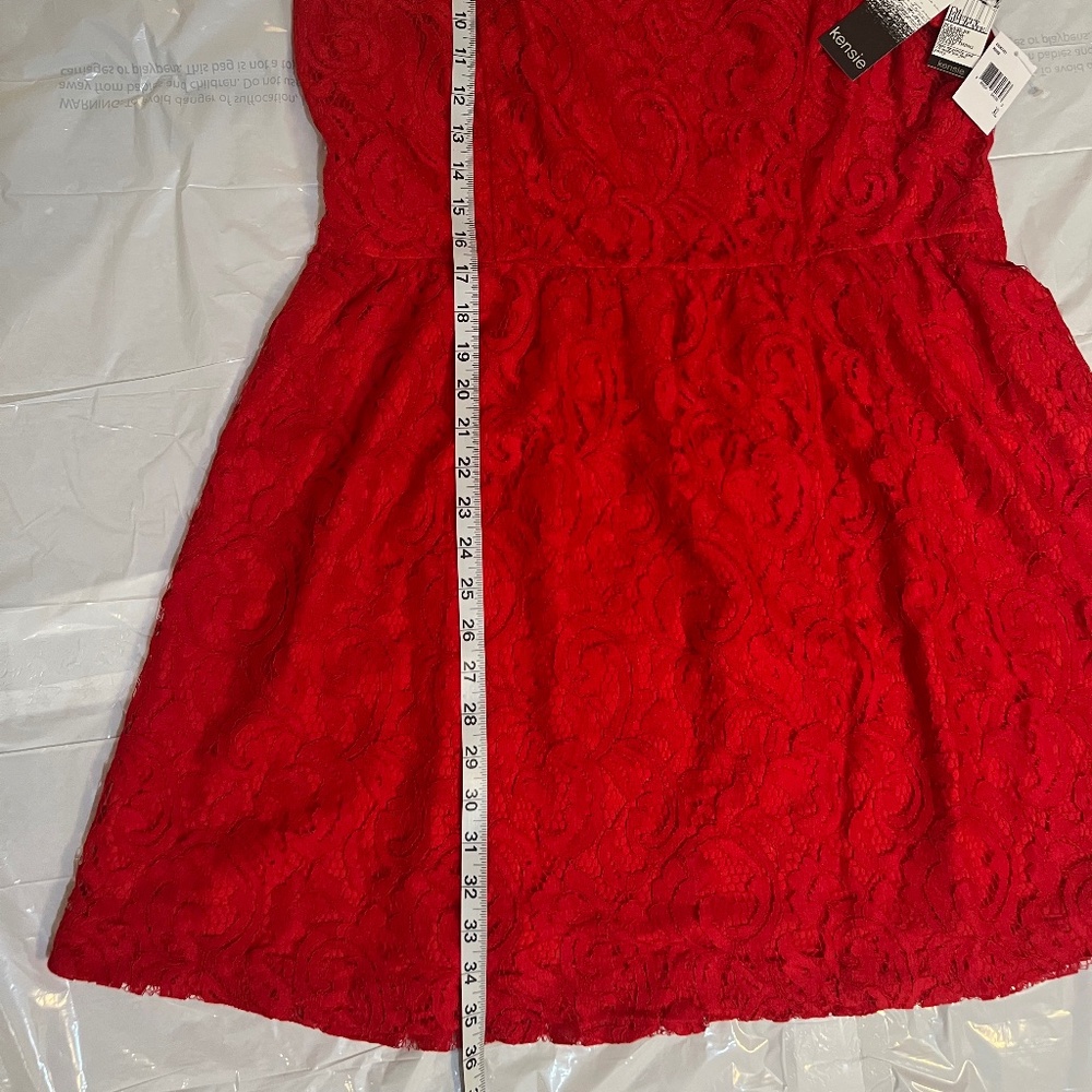 NWT Kensie Paisley Lace Sleeveless Backed Zipper Dress in Rouge Red Size XL - Picture 12 of 16